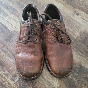 Carolina Womens Oxford Shoes Brown Leather Slip Resistant Steel Toe Lace